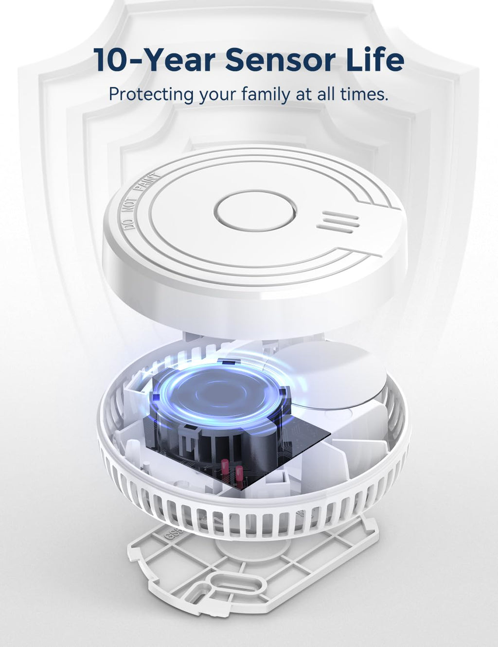 Ecoey Smoke Detector, Smoke Alarm with Advanced Photoelectric Technology, Fire Alarm Smoke Detector with Test Button and Low Battery Reminder, Fire Alarm Used in Bedroom, Home, FJ136, 10 Packs