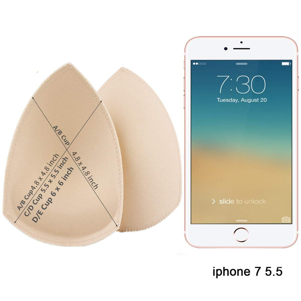 Bra Pad Inserts 4 Pairs, Bra Pads Sewn Padded for Sports Bra A/B C/D Cup Beige Black Optional (A/B Cup, Beige)