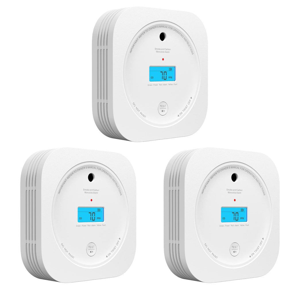 AEGISLINK Smoke and Carbon Monoxide Detector 10-Year Lifespan with Replaceable Battery, Photoelectric Fire Alarm and Electrochemical CO Alarm with Test/Silence Button, SC200, 3-Pack