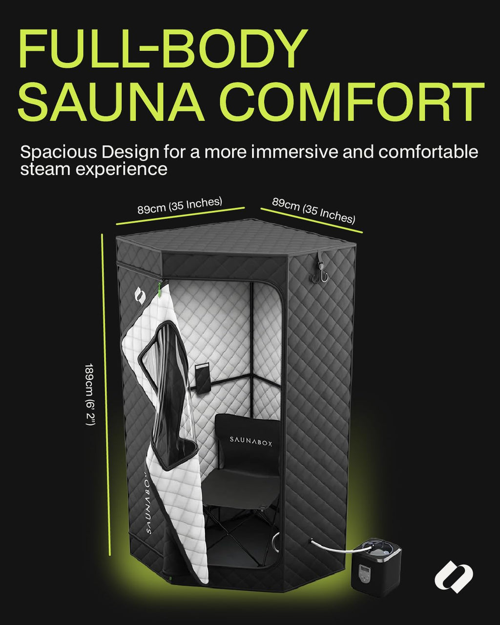 SAUNABOX® SmartSteam Kit Pro | Personal Steam Sauna for Home Use | Portable Sauna Tent with Chair, Mat & Case | Full-Body Steam Therapy for Relaxation, Detox & Recovery