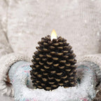 Eldnacele LED Pine Cone Candles, Battery Operated Flameless Candles with Timer Unscented Wax Pinecone Candles Brown 2 Pack for Christmas Home Party Decoration