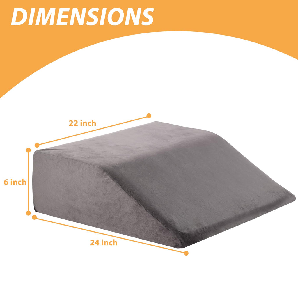 Bedluxe Leg Elevation Pillows, Leg Pillows for Sleeping, Cooling Gel Memory Foam Top, Wedge Pillow for Legs, Leg Wedges for Circulation, Swelling, After Surgery - Removable Cover (6 Inch, Dark Grey)