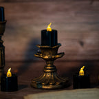 LANKER 24 Pack Black Tea Lights Candles – Flickering Warm Yellow Lights Flameless LED Candles – Battery Operated Fake Candles – Decoration for Halloween and Christmas (Black)