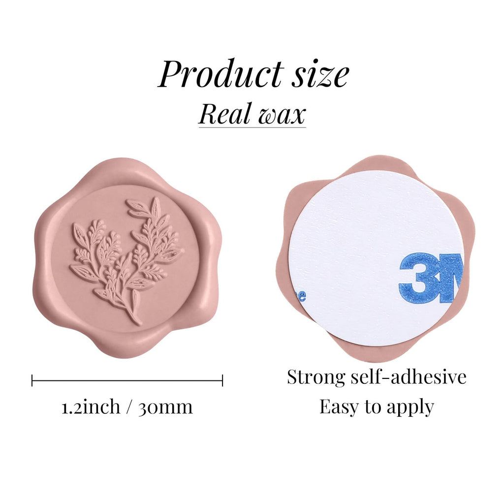 UNIQOOO Wax Seal Stickers - Eucalyptus Wedding Invitation Envelope Seal Stickers, 50 Pcs Self Adhesive Dusty Rose Pink Stickers, Perfect for Invitation, Envelopes, Gift Wrapping, Christmas