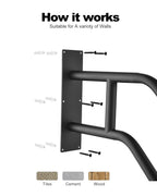 Hand Rails for Outdoor Steps,Hand Rails for Elderly, Porch Railing & Deck Hand Rail Wall Mount Stair Hand Grab Bars, U-Shape Safety Handle for Garage, Porch, Garden -1 Pack