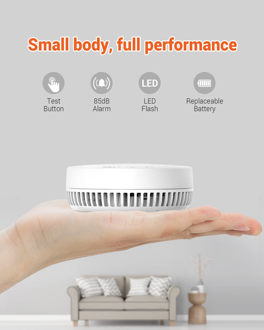 Jemay 9 Pack Smoke Detector, Fire Alarm Battery Powered, Smoke Alarm with Advanced Photoelectric Technology, Smoke Detectors with LED Indicator & Silence Button, Fire Safety for Home and Bedroom