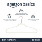 Amazon Basics Slim, Velvet, Non-Slip Suit Clothes Hangers, Ivory/Rose Gold - Pack of 30