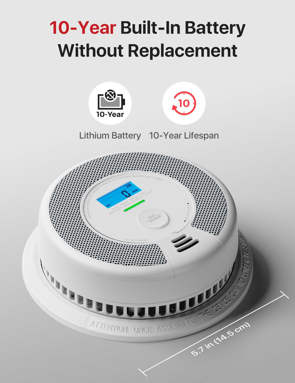 X-Sense Wireless Interconnected Combination Smoke and Carbon Monoxide Detector with LCD Display & 10-Year Battery, Over 820 ft Transmission Range, 1-Pack