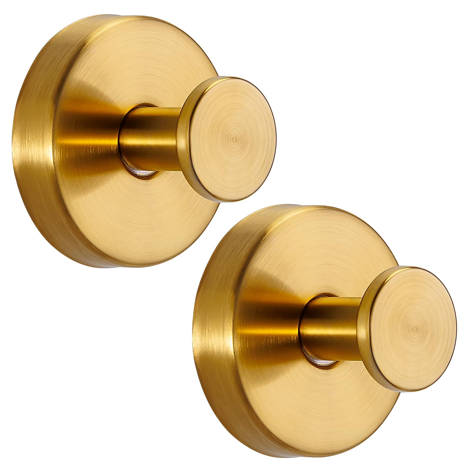 Fenas Suction Cup Hooks for Shower No-Drill Bathroom Hooks for Towels, Robes, Loofah Mountable on Bathroom Walls, Kitchen, Glass, Mirrors, Tile and Smooth,Non-Porous Surfaces (2 Pack, Brushed Gold)
