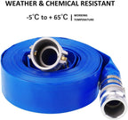 2" x 50' Blue PVC Backwash Hose with Camlock C and E Fittings, Heavy Duty Discharge Hose, Durable Reinforced Pool Drain Hose for Swimming Pools