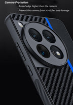Ftonglogy for OnePlus 12 5G Case: Slim Thin Carbon Fiber Classic Design Soft Hybrid Bumper Lightweight Anti Fingerprint Shockproof Protective Cell Phone Cover 1 + 12 (Blue)