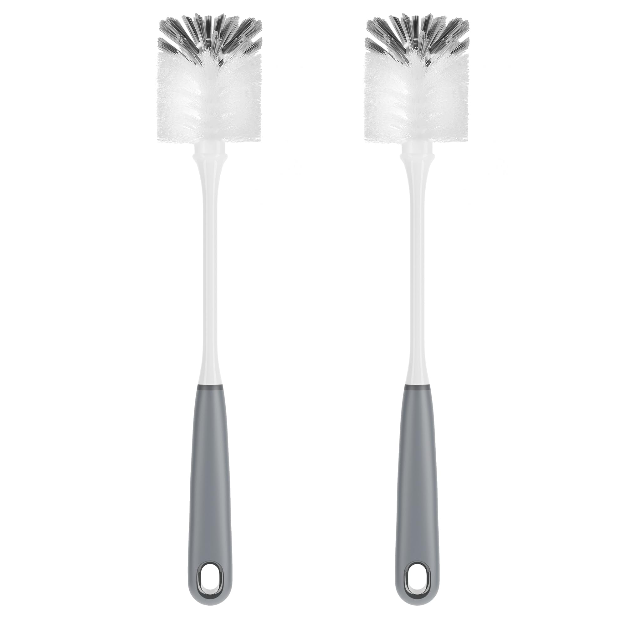 MR.SIGA Long Handle Bottle Brush, Flexible Scrub Brush for Water Bottles, Glasswares, Mugs, Gray, 2 Pack