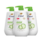 Dove Body Wash with Pump Refreshing Cucumber and Green Tea 3 Count Refreshes Skin Cleanser That Effectively Washes Away Bacteria While Nourishing Your Skin 30.6 oz