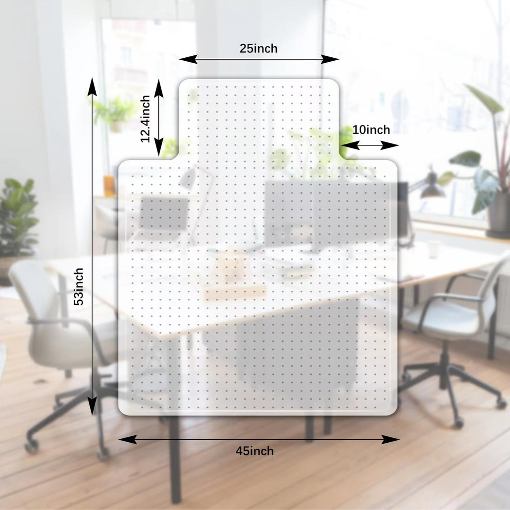 Kuyal Office Chair Mat for Carpet, Desk Computer Chair Mat for Carpet, 45" X 53" Transparent PVC Home Office Floor Mat On No Pile, Low Pile Carpet (45" X 53" with Lip)