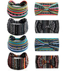 Boho Headbands For Women Fashion Stretch Wide Hair Bands Knoted Turban Head Bands Yoga Running Sweatband Elastic Headband Stylish Wrap Headbands Hair Accessories for Teen Girls 4 Pack