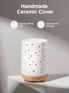 InnoGear Essential Oil Diffuser, 150ml Ceramic Diffuser Ultrasonic Air Diffusers Humidifier Cool Mist Aromatherapy Diffuser with 2 Mist Modes Waterless Auto Off for Home Office, White