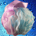 Loofah Bath-Sponge Swirl-Set-XL-75g by Shower Bouquet: Extra-Large Mesh Pouf (4 Pack Color Swirls) Luffa Loofa Loufa Puff Scrubber - Big Full Lather Cleanse, Exfoliate with Beauty Bathing Accessories