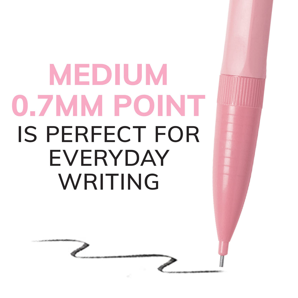 Xtra-Smooth Pastel Mechanical Pencils with Erasers, Medium Point (0.7mm), 24-Count Pack, Bulk Mechanical Pencils for School or Office Supplies