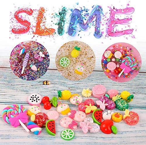HOLICOLOR 110pcs Slime Making Kit, Add Ins, Accessories, Glitter, Foam Balls, Fishbowl Beads, Sequins, Shells, Candy Charms, Cups for Slime Party