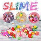 HOLICOLOR 110pcs Slime Making Kit, Add Ins, Accessories, Glitter, Foam Balls, Fishbowl Beads, Sequins, Shells, Candy Charms, Cups for Slime Party