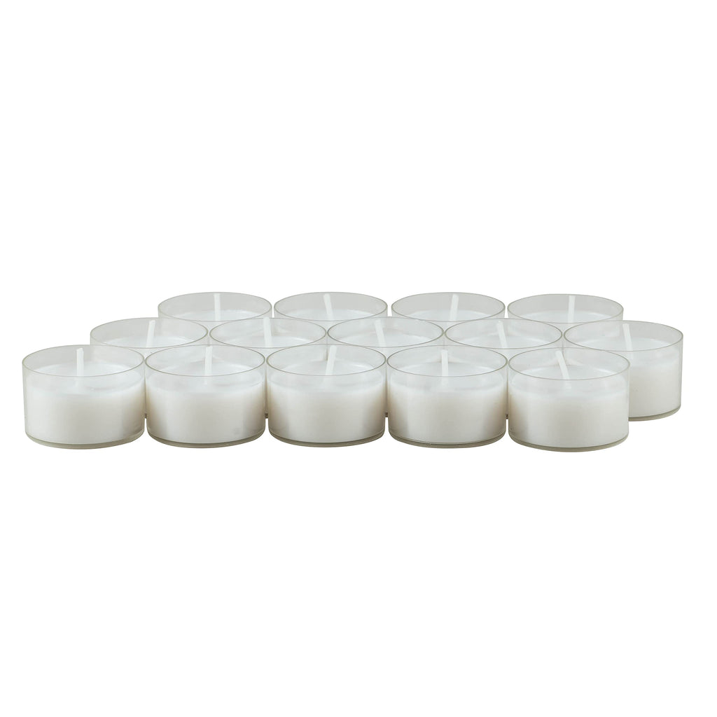 Stonebriar 96 Count White Unscented Smokeless Long Burning Clear Cup Tea Light Candles with 6 to 7 Hour Burn Time