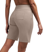 Bermuda Athletic Workout Running Long Shorts for Women High Waisted Biker Yoga Hiking Outdoors Gym Track Sports Recreation Clothes Khaki XL