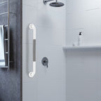 20 Inch Anti Slip Shower Grab Bar, Munzong White Stainless Steel Bathroom Grab Bar w/Gray Rubber Grip, Bathroom Balance Bar,Safety Handrail Support,Handicap Elderly Senior Assist Bath Handle