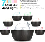 280ml Glass Essential Oil Diffuser Aromatherapy Diffusers Ultrasonic Cool Mist Humidifier with 2 Mist Modes & 7 Color LED Lights and Waterless Auto Shut-Off for Home Office Spa Bedroom,Dark Wood Grain