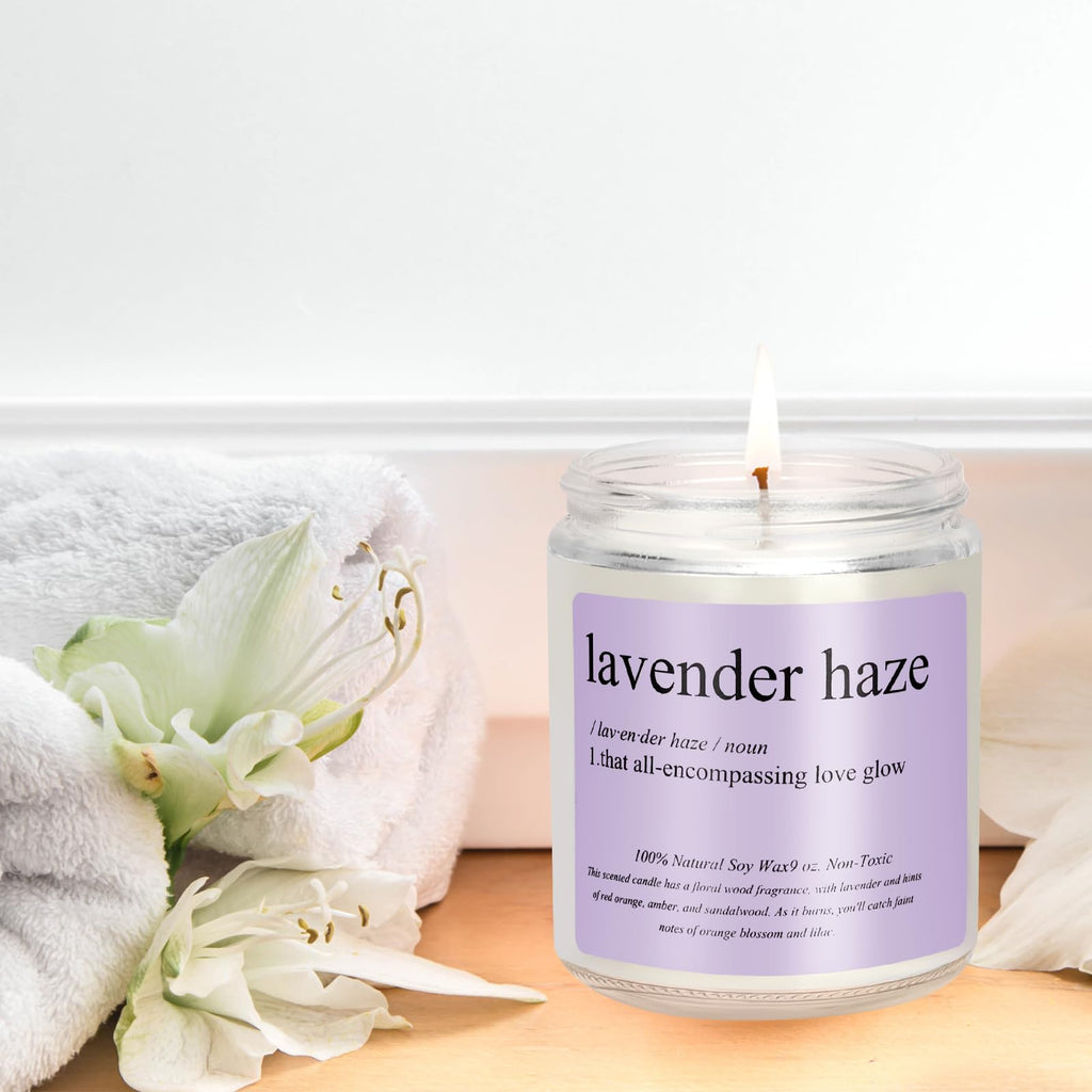Taylor Candle with Lavender Scent -Birthday Gift/Party Decorations, Handcrafted, Long-Lasting 9oz Candle with Definition of Lavender Haze