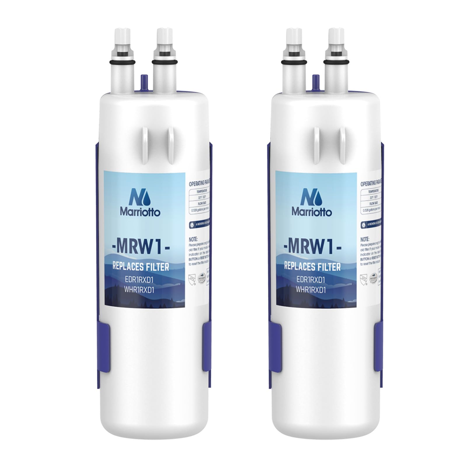 MARRIOTTO MRW1 Refrigerator Water Filter Compatible with Whirlpool W10295370A, EDR1RXD1, Filter 1, W10295370, P4RFWB, P8RFWB2L, 46-9930, 46-9081 Refrigerator Water Filter | Pack of 2