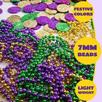 JOYIN 72 PCS Mardi Gras Beads Necklace, Gold, Green, Purple Metallic Colors Necklaces Set for Mardi Gras Party Favors Supplies, Costume Accessories, Masquerade, Accessories