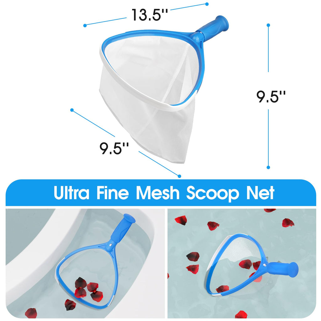 TidyMister 4-in-1 Spa Cleaning Set - Hot Tub Small Pools Maintenance Accessories Kit with Skimmer Net Round Brush Scrubber and 2ft Pole
