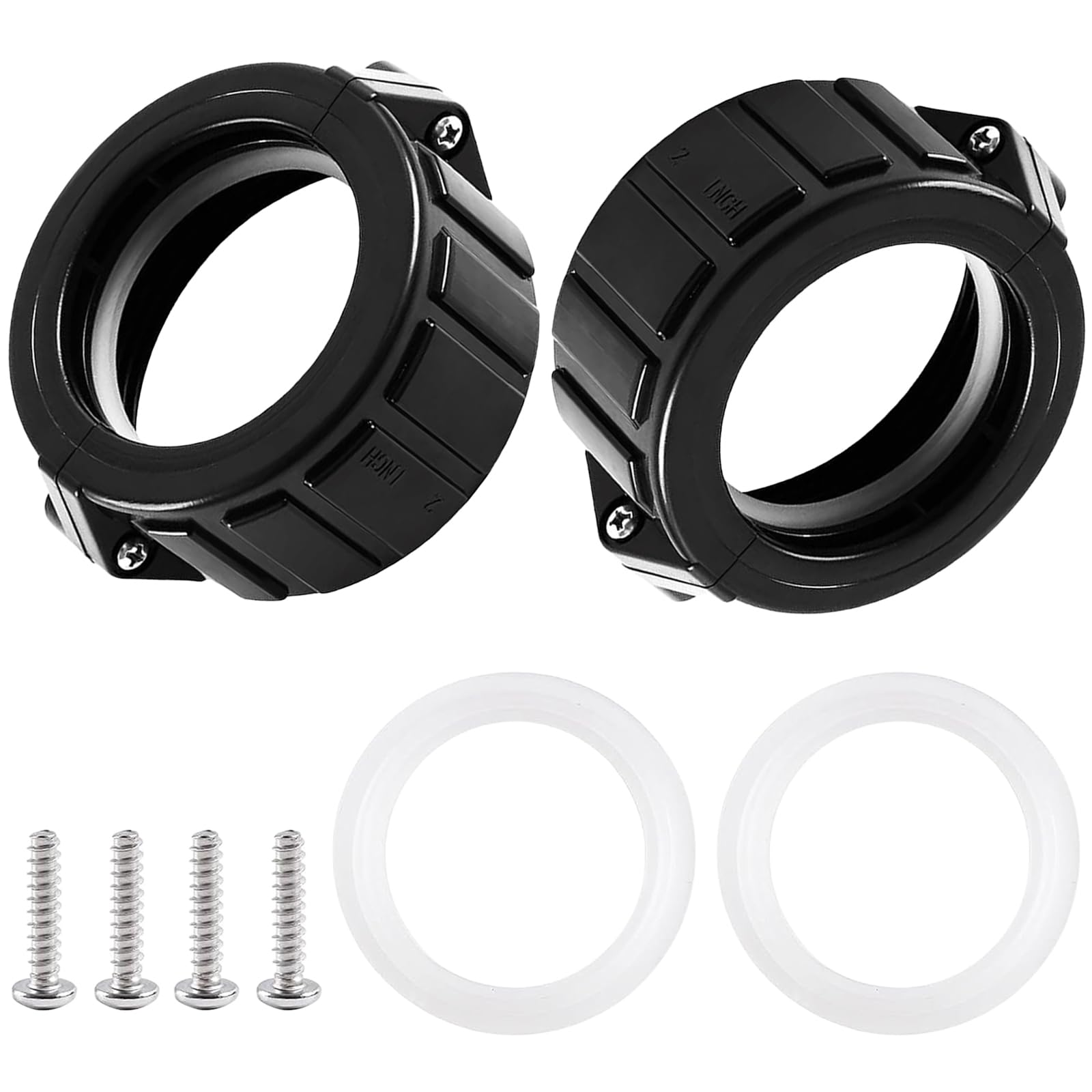 2" Spa Hot Tub Heater Split Nut Unions with Screws and Heater Gasket, Compatible with Balboa Gecko Hot Tub Heater Assemblies Replacement Parts, Replacement for 0121109020 Split Heater Nuts - 2 Pcs