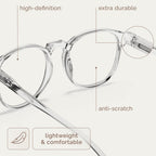 Chic & Comfy Blue Light Glasses for Women - 3-Pack Round Frames, Screen-Ready Style with UV Protection Coating