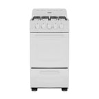 Avanti Gas Range Oven, Compact Freestanding Design, 4 Burners with Electronic Ignition, 2.1 Cu.Ft. Capacity Features Solid Door Storage Drawer Broiler and Accessories, 20-Inch, White