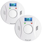 Linsoal 2 Pack Smoke Detector and Carbon Monoxide Detector co2 Detector Battery Powered with Test/Reset Button