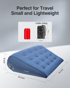 Luxtude Inflatable Wedge Pillow for Sleep Apnea, Travel Wedge Pillow for Back Pain Relief, Knee Leg Elevation Support, Inflatable Bed Pillows for Sleeping, Back Support for Sitting Up