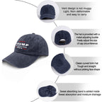 UQDGHT Trump 2024 Take America Back Unisex Adult Baseball Cowboy Hat (Washable) Black (One Size, Trump 2024 Take America Navy Blue)