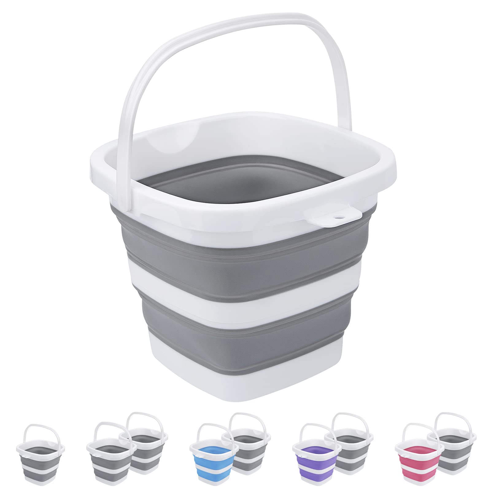 Collapsible Bucket, 5L 1.3Gallon Small Cleaning Mop Buckets for Household Outdoor Car Washing Tub Plastic Foldable Portable Camping Beach Sand Water Pot Pail Space Saving Square