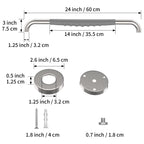 24 Inch Anti Slip Shower Grab Bar, Munzong Chrome Stainless Steel Bathroom Grab Bar w/Gray Rubber Grip, Bathroom Balance Bar,Safety Handrail Support,Handicap Elderly Senior Assist Bath Handle