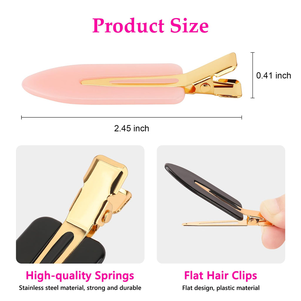 6 Pcs Creaseless Hair Clips No bend No Crease Hair Clip Makeup Clips for Women and Girls Flat Hair Clips for Hairstyling Salon Golden Handle
