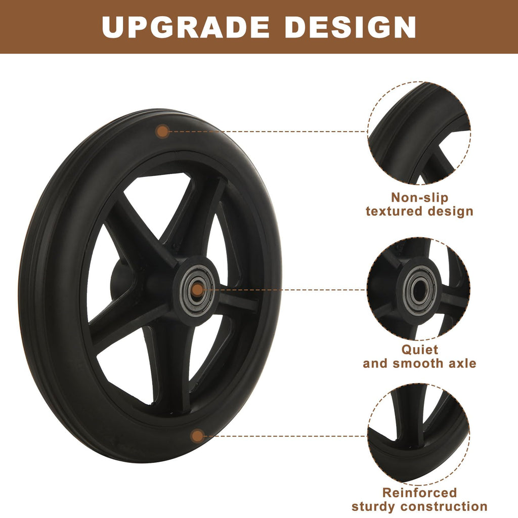LDXDRU 4Pcs 6 Inch Replacement Walker Wheels, Wheelchair Front Wheels with 4 Axles, Rubber Rollator Wheel Replacement Universal Wheelchair Replacement Wheel Accessories, Black