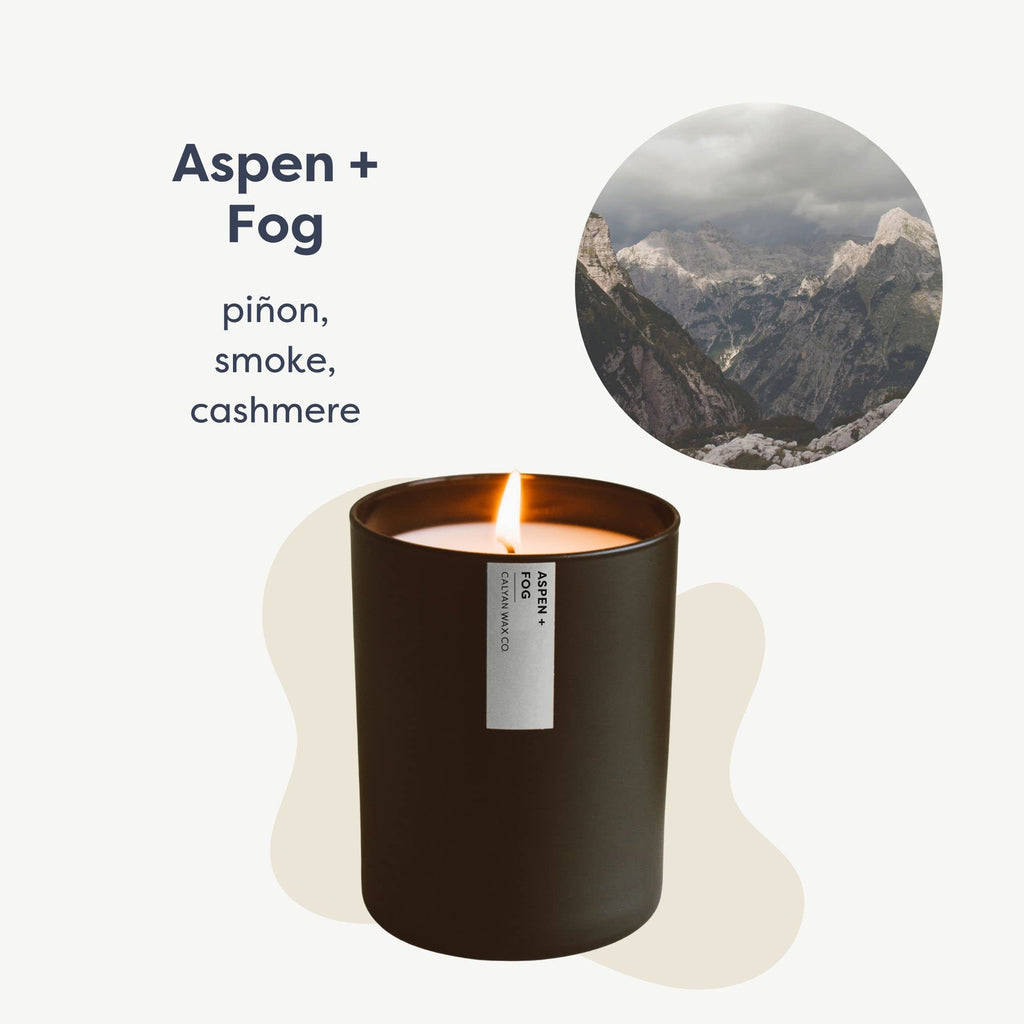 Calyan Wax Soy Wax Candle, Aspen & Fog Scented Candle for The Home | Premium Candle with Essential Oils | 10.2 oz 50 Hour Burn Time | Soy Candle in Matte Black Jar Gift for Men