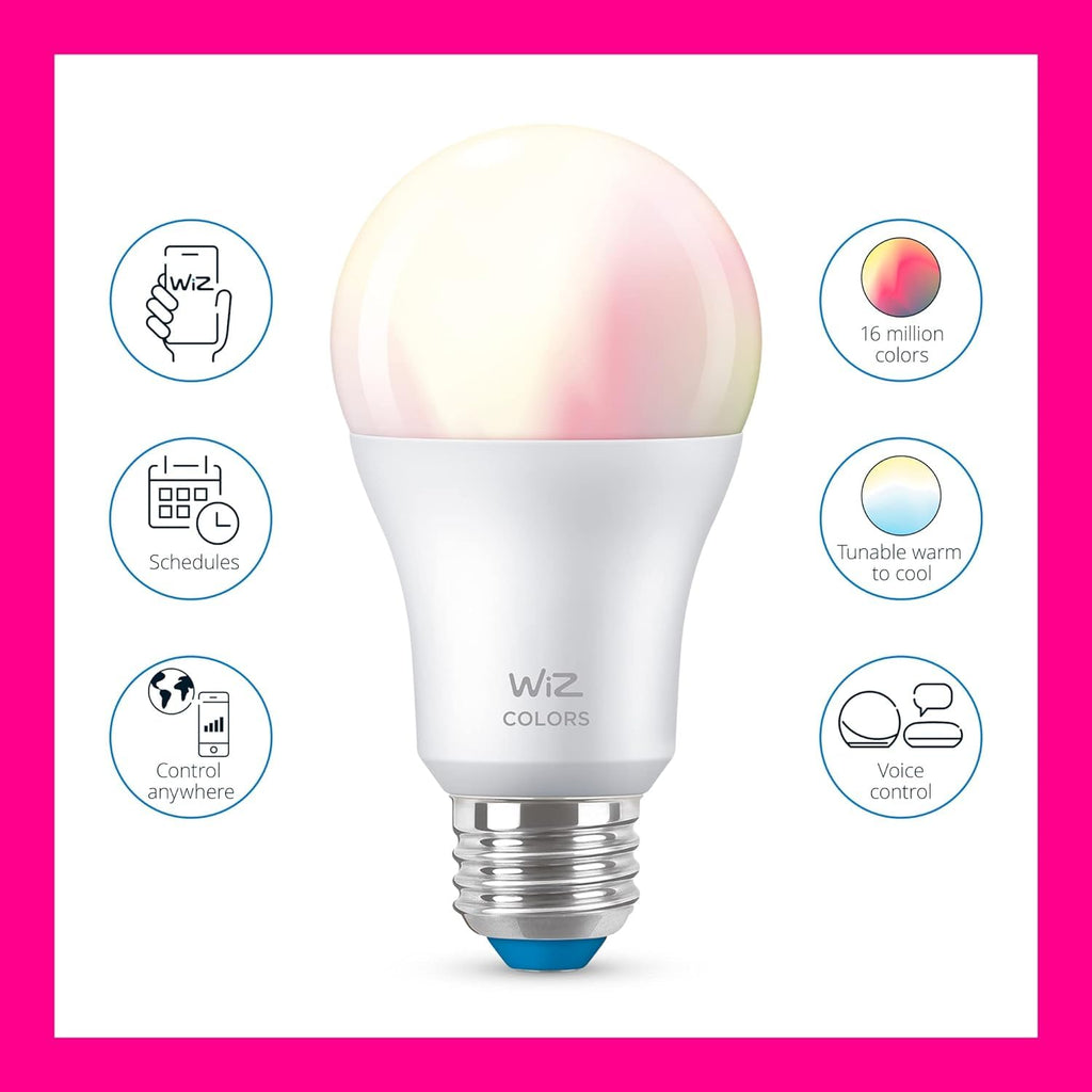 WiZ 60W A19 Color LED Smart Bulb - Pack of 1 - E26- Indoor - Connects to Your Existing Wi-Fi - Control with Voice or App + Activate with Motion - Matter Compatible
