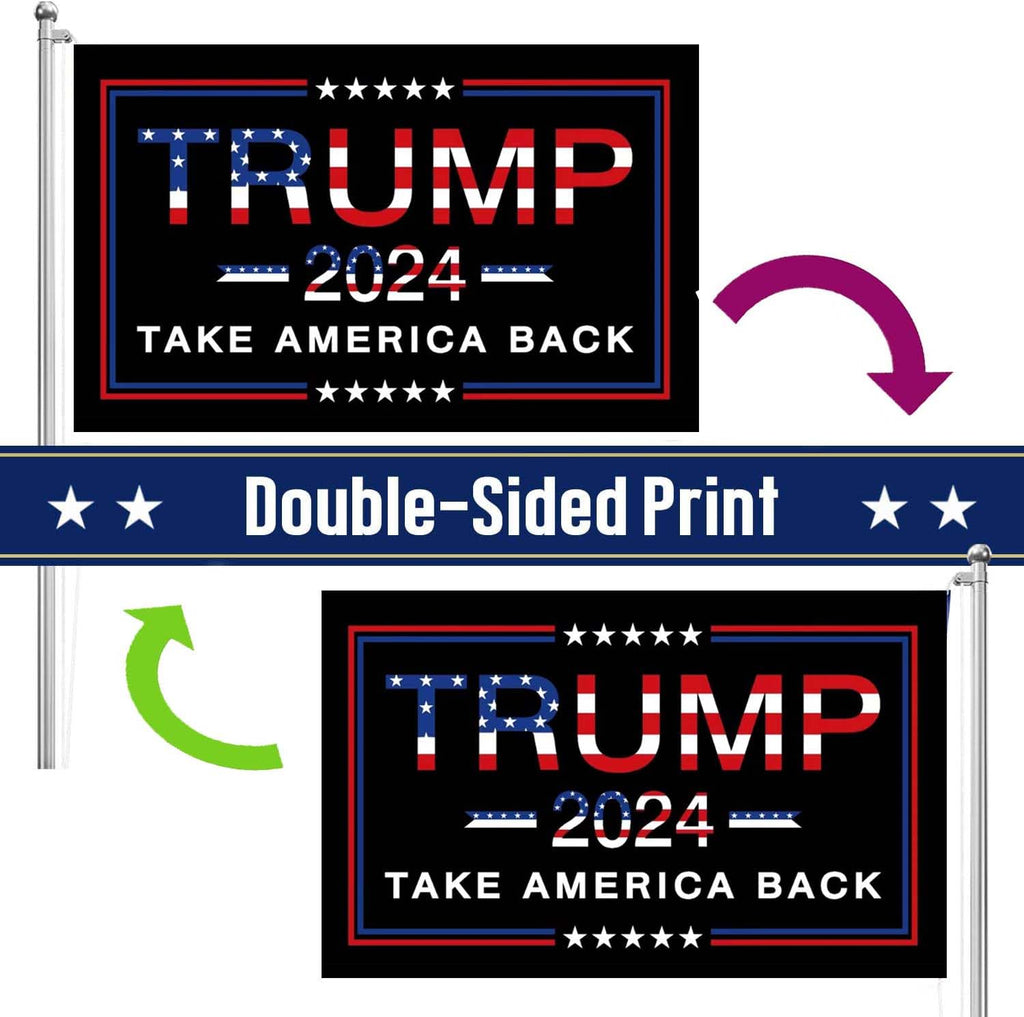 Trump 2024 Flag 3x5 Donald Trump 2024 Take America President Back Flags Made in USA Outdoor Double Sided 3 Ply Heavy Duty Banner with 2 Brass Grommets UV protection Fade Resistant for Indoor Outdoor
