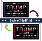 Trump 2024 Flag 3x5 Donald Trump 2024 Take America President Back Flags Made in USA Outdoor Double Sided 3 Ply Heavy Duty Banner with 2 Brass Grommets UV protection Fade Resistant for Indoor Outdoor