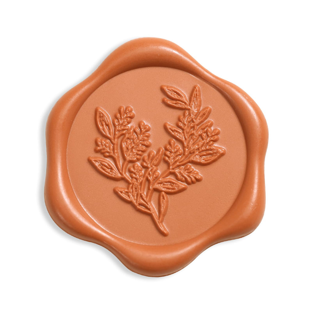 UNIQOOO Wax Seal Stickers - Eucalyptus Wedding Invitation Envelope Seal Stickers, 50 Pcs Self- Adhesive Ruse Orange Terrecotta Stickers, Perfect for Invitation, Christmas, Gift Wrapping, Party