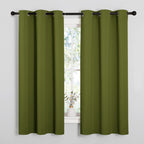 NICETOWN Christmas Window Decoration Thermal Insulated Solid Grommet Blackout Curtains/Drapes for Living Room (1 Pair, 42 by 63 inches, Olive Green)