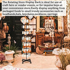 Hypergiant Retail Display Stand 7 Tier Rotating Rack For Store Display Shelves,Jewelry Keyring Socking Hats,Movable Shop Spinner for Toys Show ,Black,Adjustable height