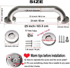 2 Pack 24 Inch Satin Brush Nickel Shower Grab Bar - 1.25" Diameter,ZUEXT Stainless Steel Bathroom Grab Bar, Bath Balance Bar,Safety Hand Rail Support, Handicap Injury Elderly Senior Assist Bath Handle
